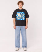 Mockup Boxy Heavyweight Tee Black male full-body 09