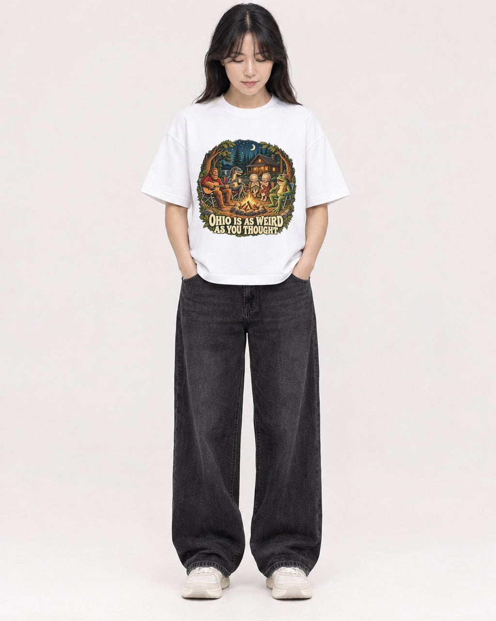 Mockup Boxy Heavyweight Tee White female full-body 13