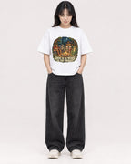 Mockup Boxy Heavyweight Tee White female full-body 13