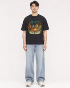 Mockup Boxy Heavyweight Tee Black male full-body 13
