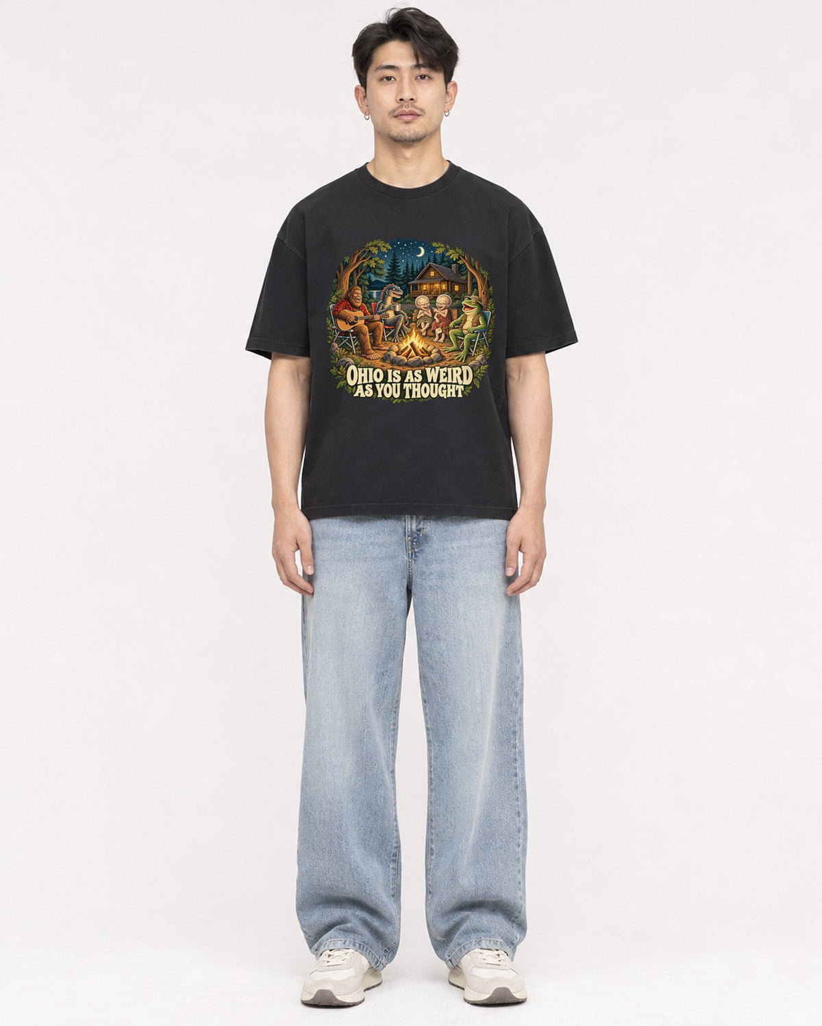 Mockup Boxy Heavyweight Tee Black male full-body 13