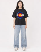 Mockup Boxy Heavyweight Tee Black female full-body 03