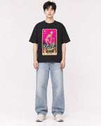 Mockup Boxy Heavyweight Tee Black male full-body 01