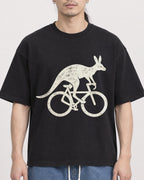 Mockup Boxy Heavyweight Tee Black male close-up 43