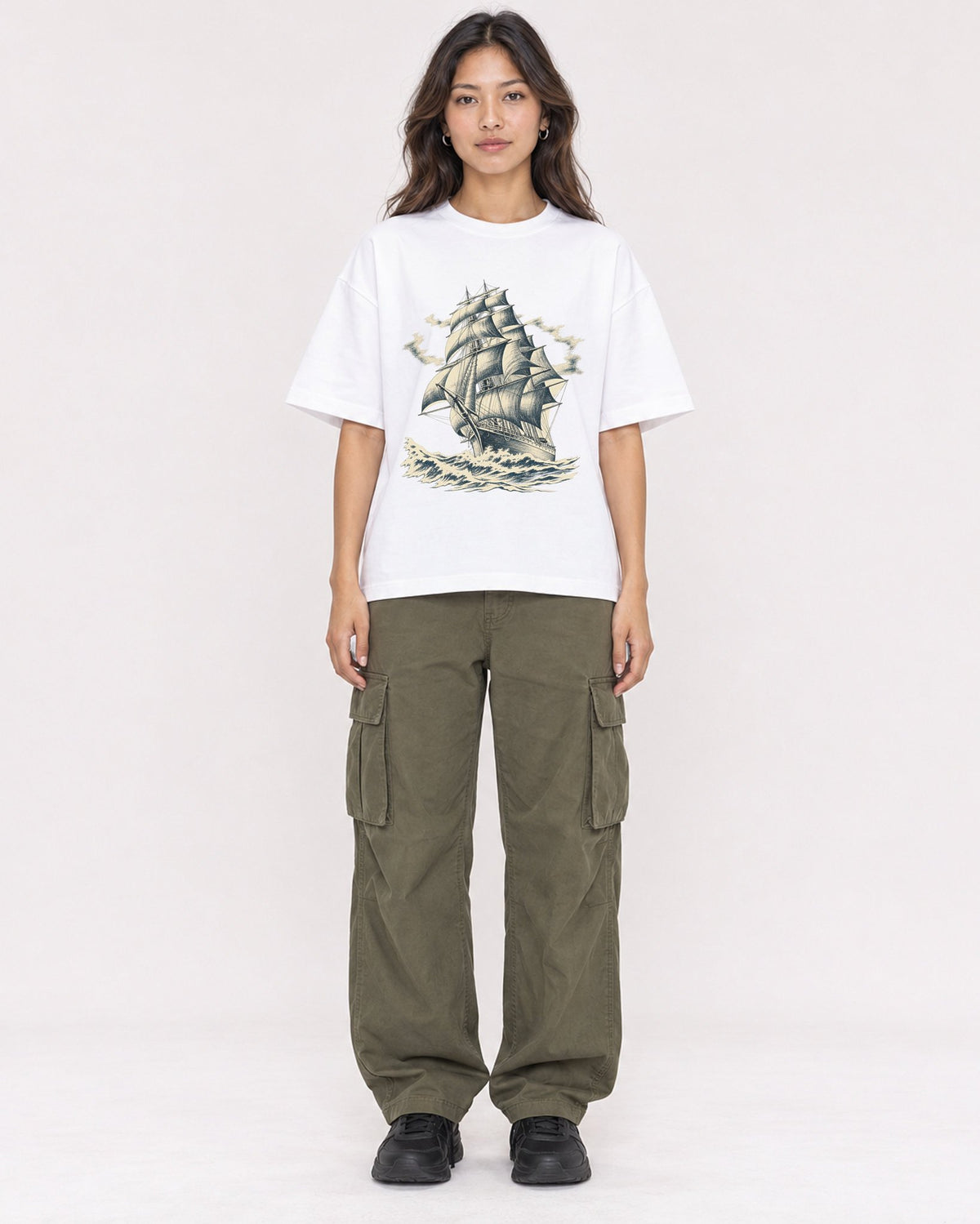 Mockup Boxy Heavyweight Tee White female full-body 02