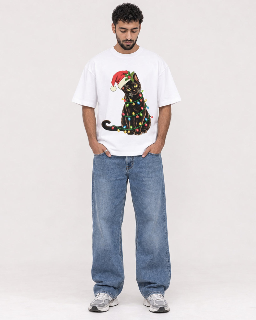 Mockup Boxy Heavyweight Tee White male full-body 27