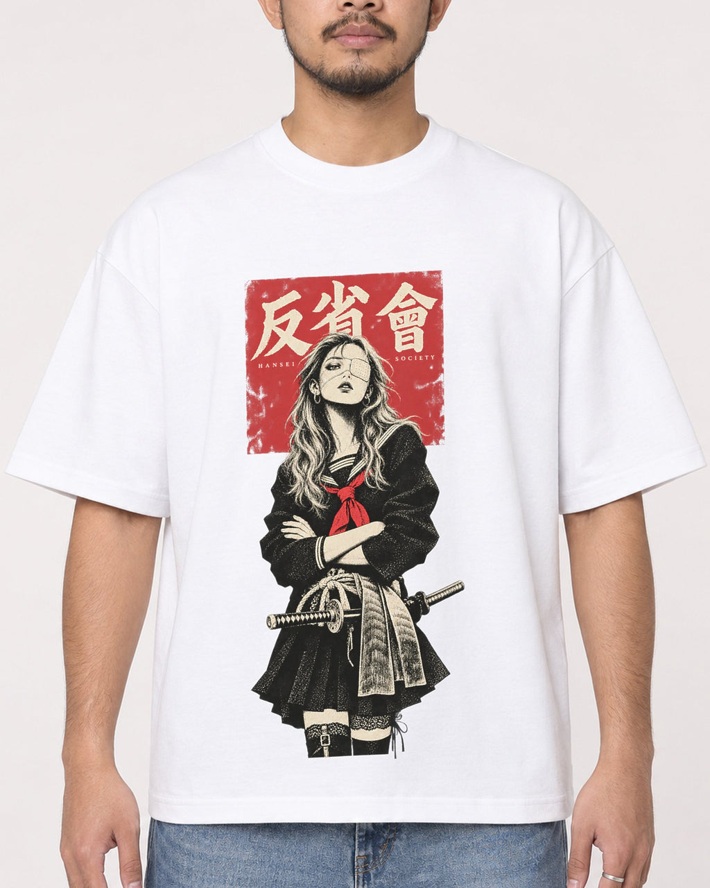 Mockup Boxy Heavyweight Tee White male close-up 32