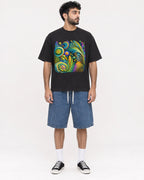 Mockup Boxy Heavyweight Tee Black male full-body 07