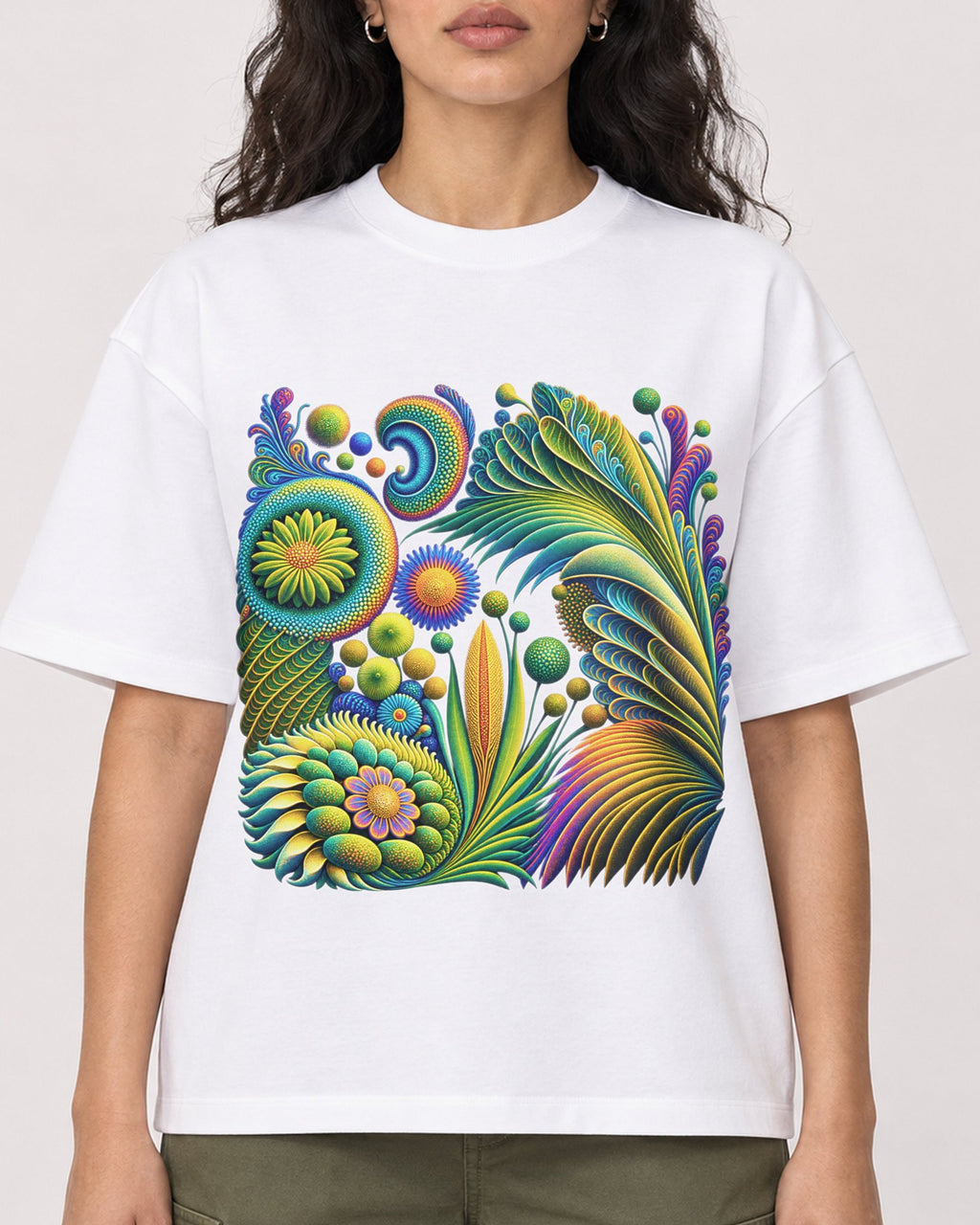 Mockup Boxy Heavyweight Tee White female close-up 07