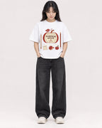 Mockup Boxy Heavyweight Tee White female full-body 13