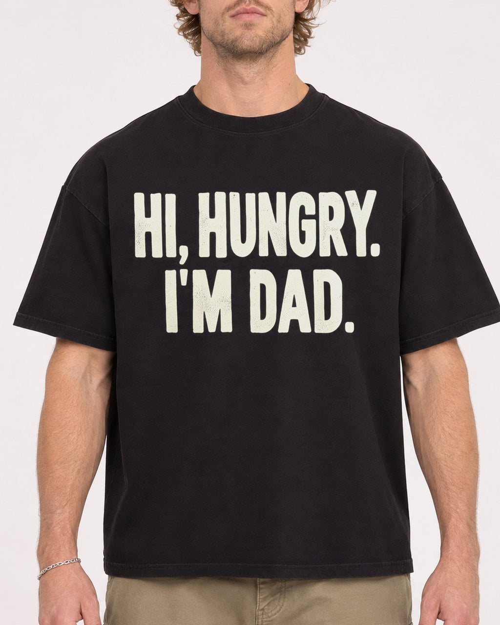 Mockup Boxy Heavyweight Tee Black male close-up 28