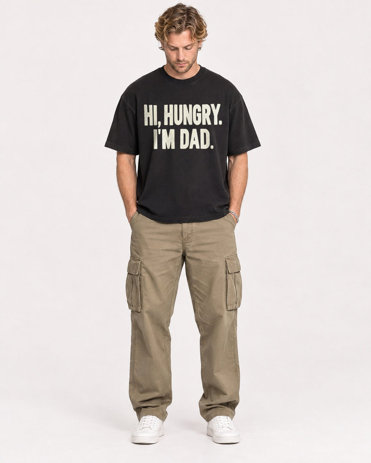 Mockup Boxy Heavyweight Tee Black male full-body 28