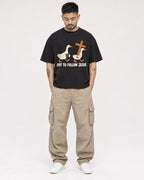 Mockup Boxy Heavyweight Tee Black male full-body 12