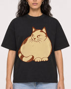Mockup Boxy Heavyweight Tee Black female close-up 07
