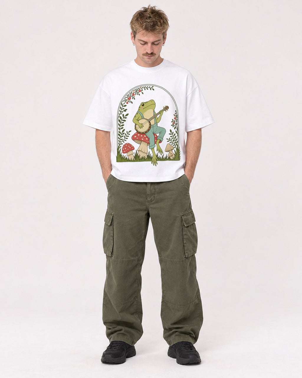 Mockup Boxy Heavyweight Tee White male full-body 19