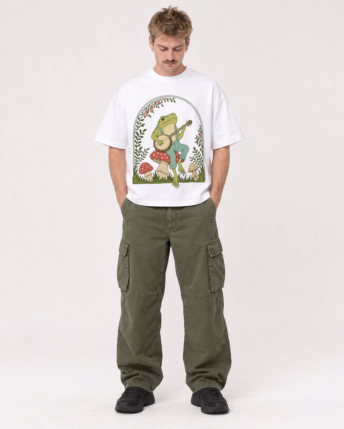 Mockup Boxy Heavyweight Tee White male full-body 19