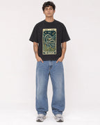 Mockup Boxy Heavyweight Tee Black male full-body 06