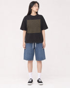 Mockup Boxy Heavyweight Tee Black female full-body 01