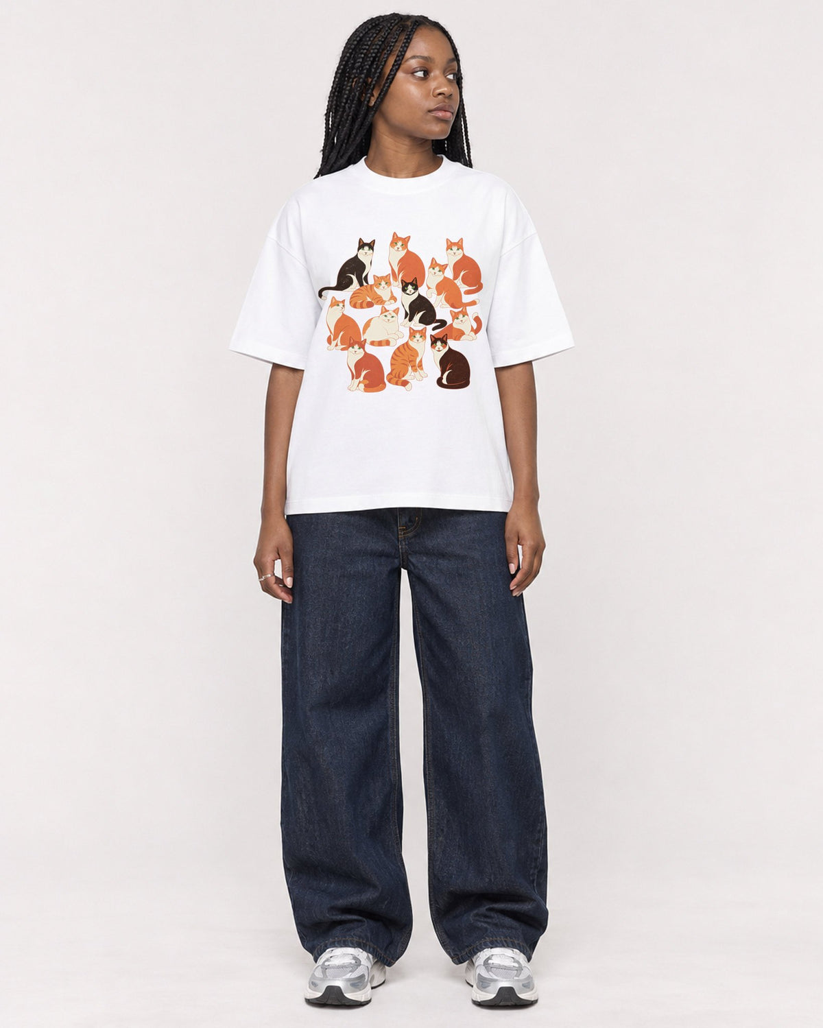 Mockup Boxy Heavyweight Tee White female full-body 04