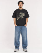 Mockup Boxy Heavyweight Tee Black male full-body 02