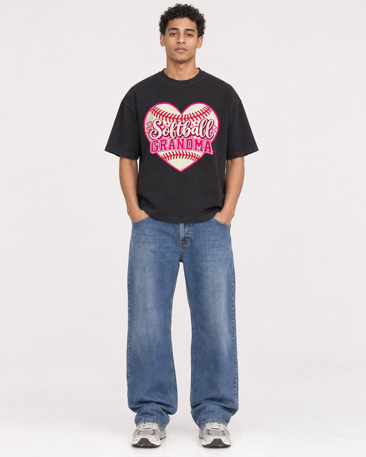 Mockup Boxy Heavyweight Tee Black male full-body 10