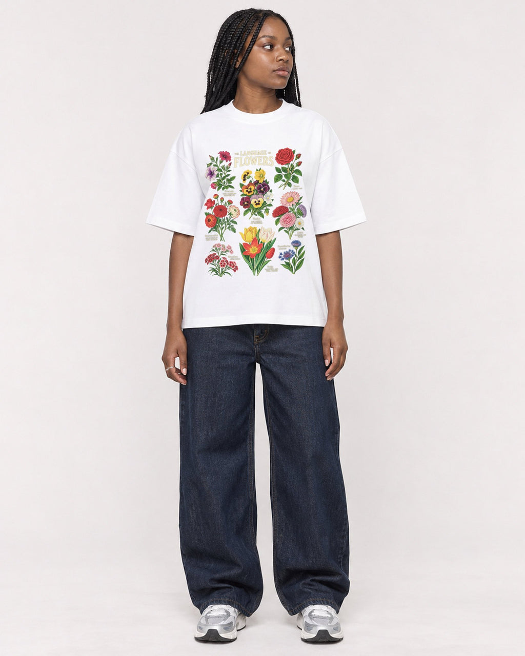 Mockup Boxy Heavyweight Tee White female full-body 04