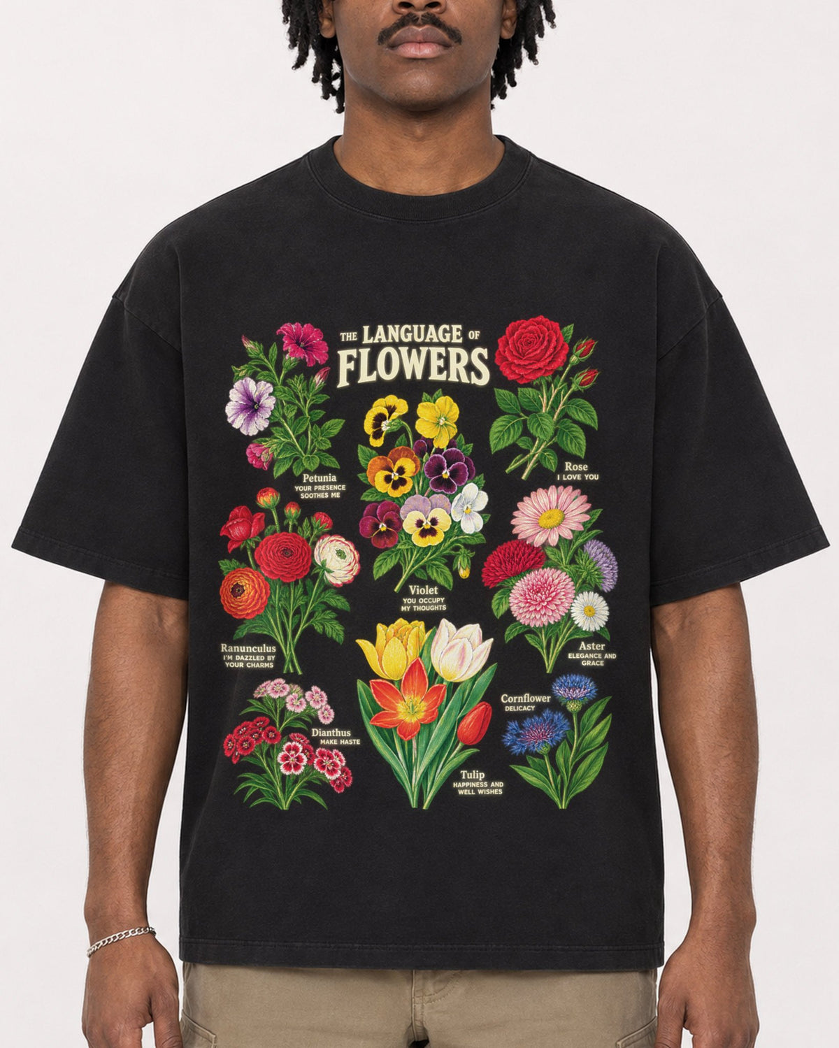 Mockup Boxy Heavyweight Tee Black male close-up 04