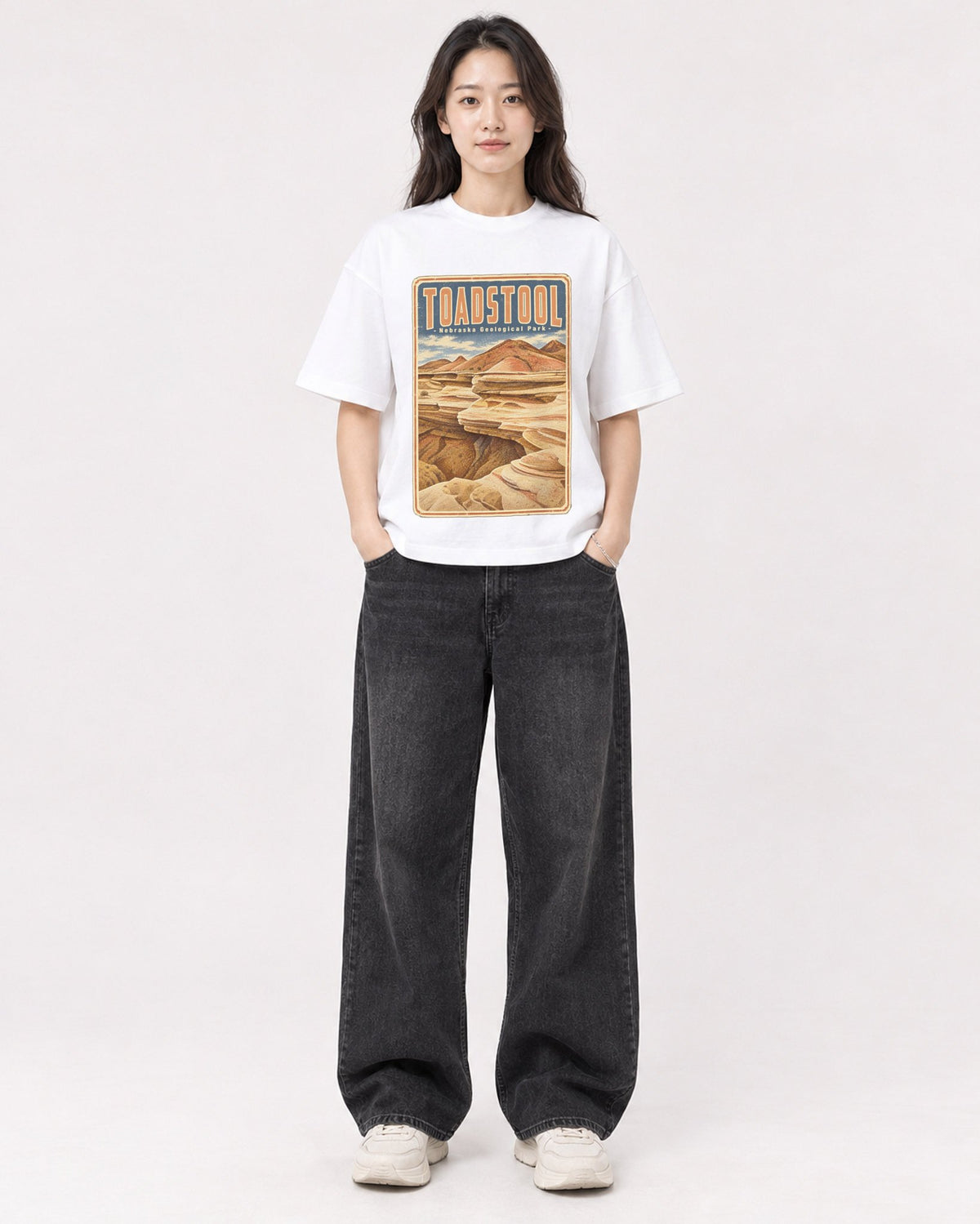 Mockup Boxy Heavyweight Tee White female full-body 03