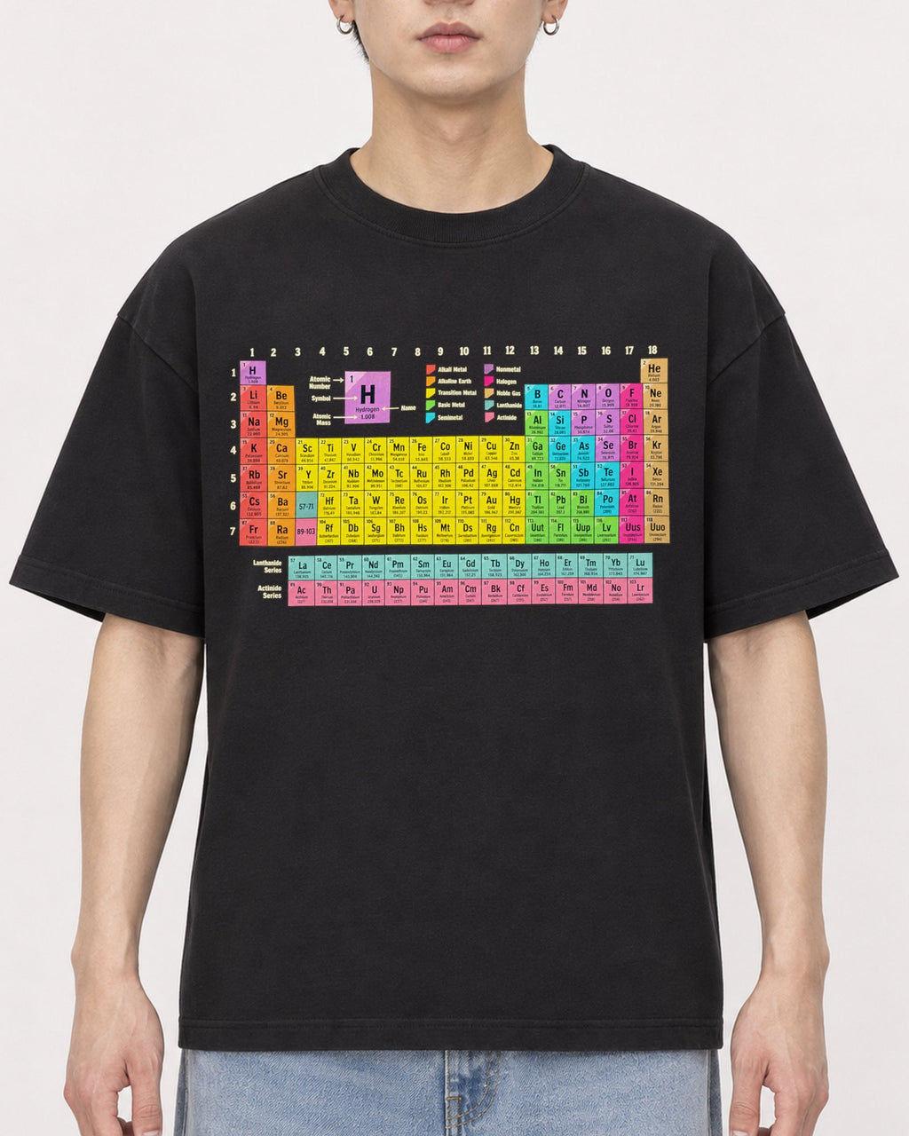 Mockup Boxy Heavyweight Tee Black male close-up 01
