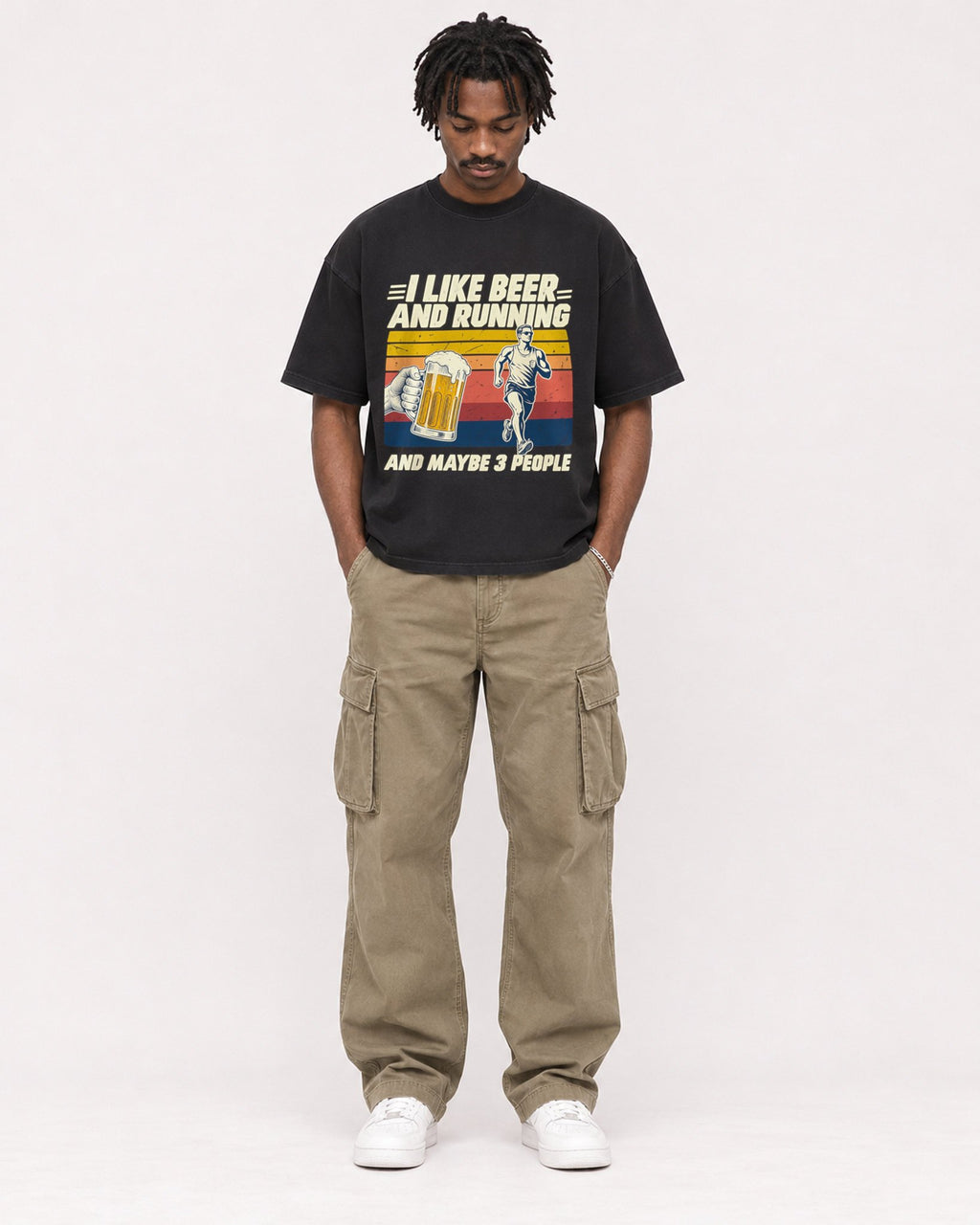 Mockup Boxy Heavyweight Tee Black male full-body 04
