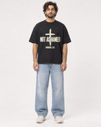 Mockup Boxy Heavyweight Tee Black male full-body 17