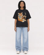 Mockup Boxy Heavyweight Tee Black female full-body 15