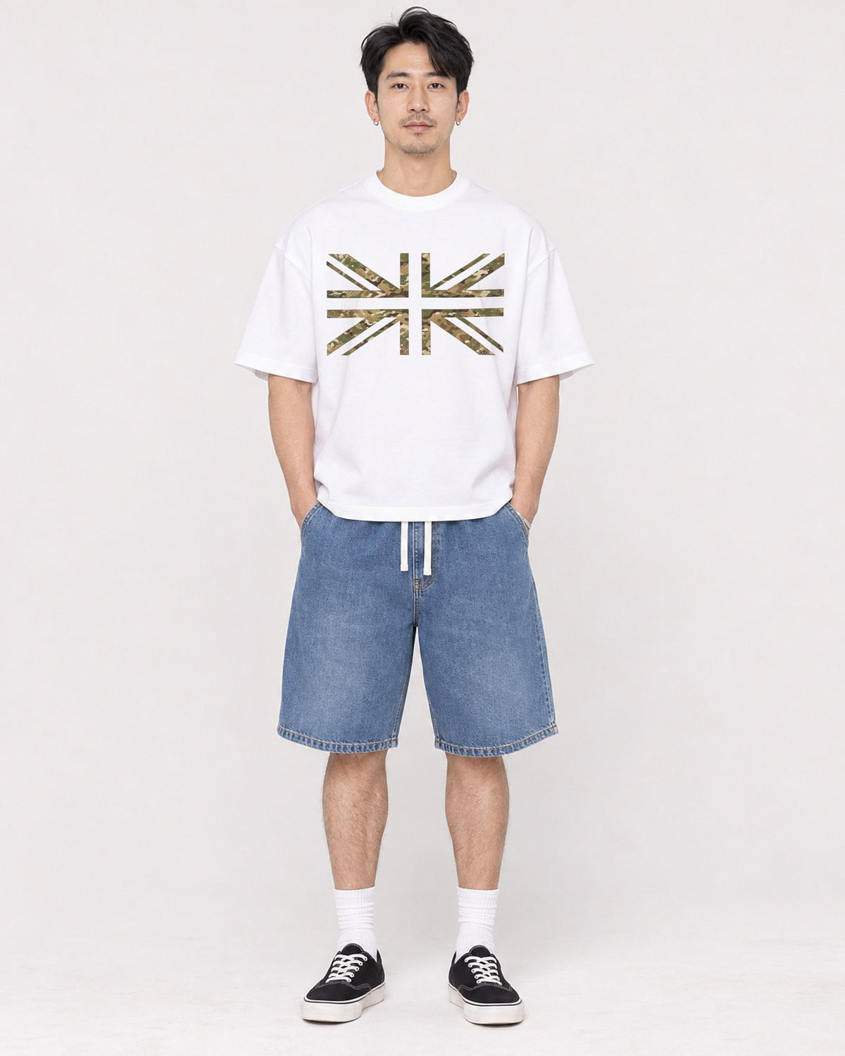 Mockup Boxy Heavyweight Tee White male full-body 13