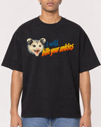 Mockup Boxy Heavyweight Tee Black male close-up 10