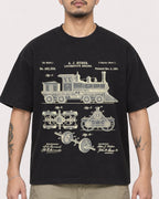 Mockup Boxy Heavyweight Tee Black male close-up 12
