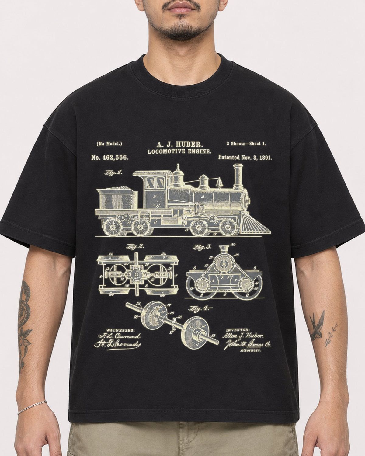 Mockup Boxy Heavyweight Tee Black male close-up 12