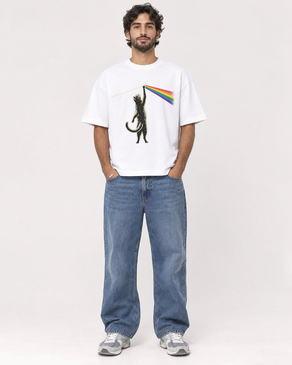Mockup Boxy Heavyweight Tee White male full-body 17