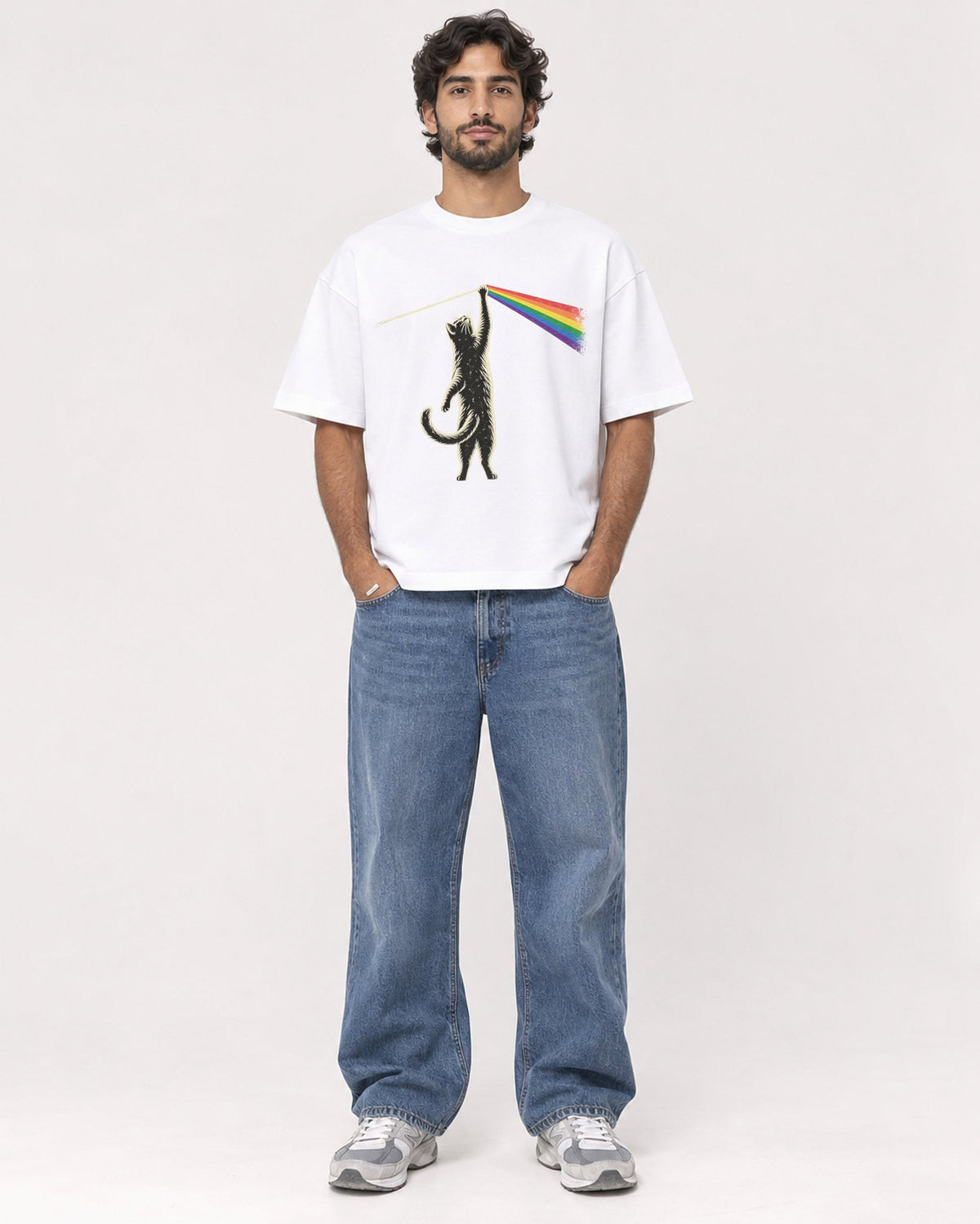 Mockup Boxy Heavyweight Tee White male full-body 17