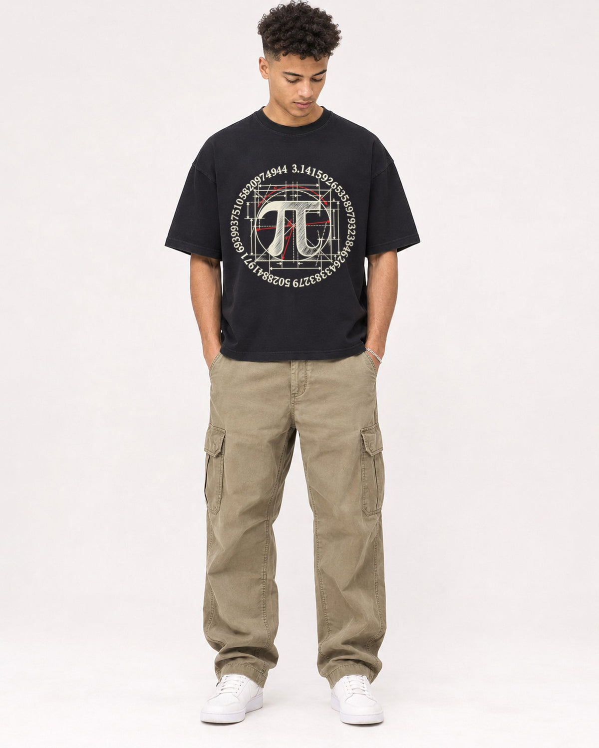 Mockup Boxy Heavyweight Tee Black male full-body 20