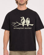 Mockup Boxy Heavyweight Tee Black male close-up 28