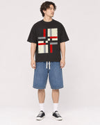 Mockup Boxy Heavyweight Tee Black male full-body 03