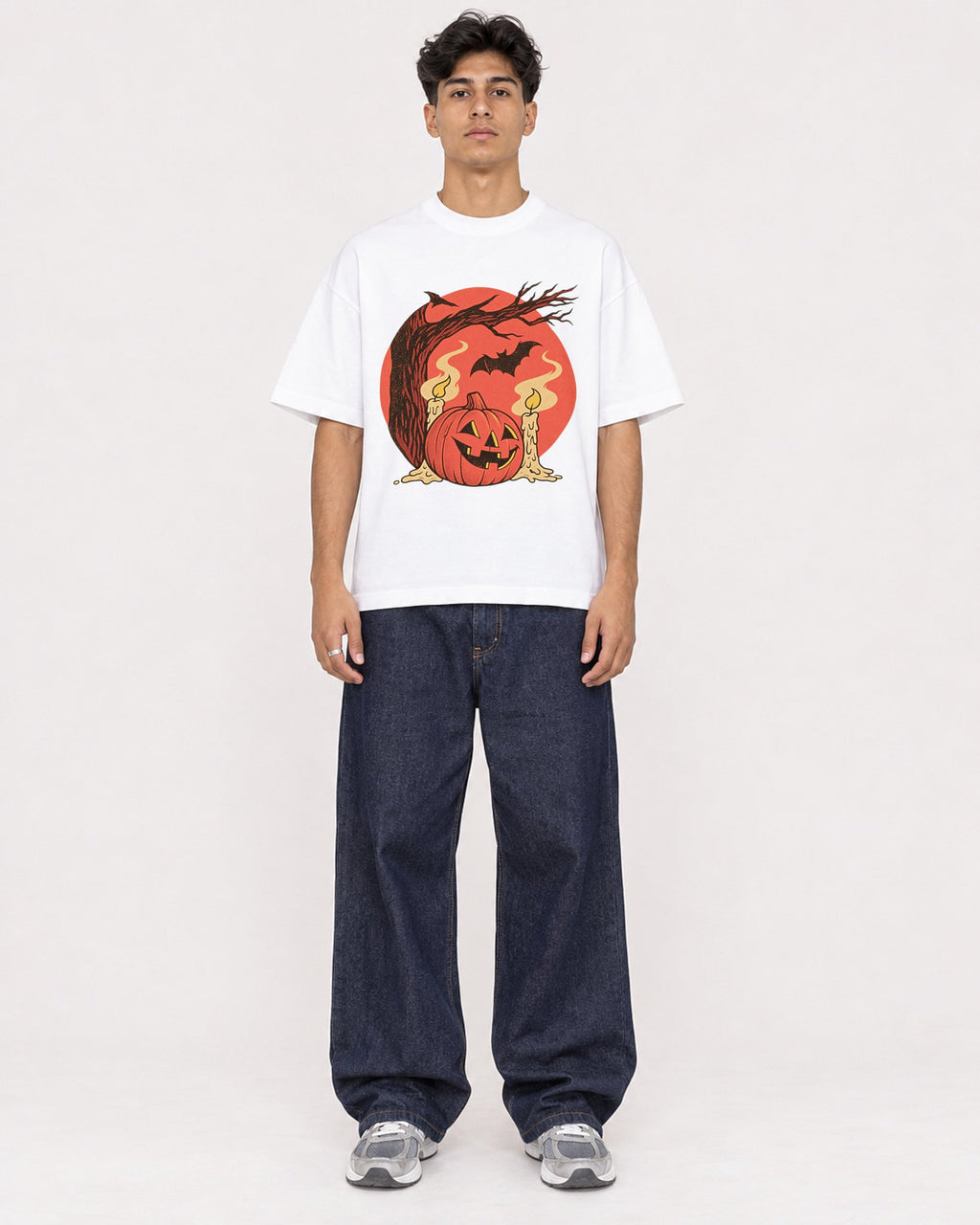 Mockup Boxy Heavyweight Tee White male full-body 16