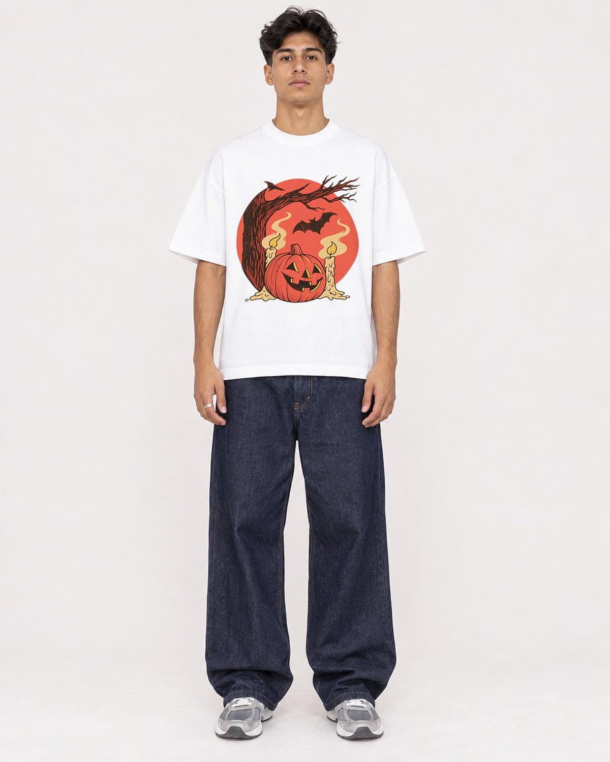 Mockup Boxy Heavyweight Tee White male full-body 16