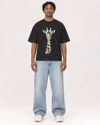 Mockup Boxy Heavyweight Tee Black male full-body 05