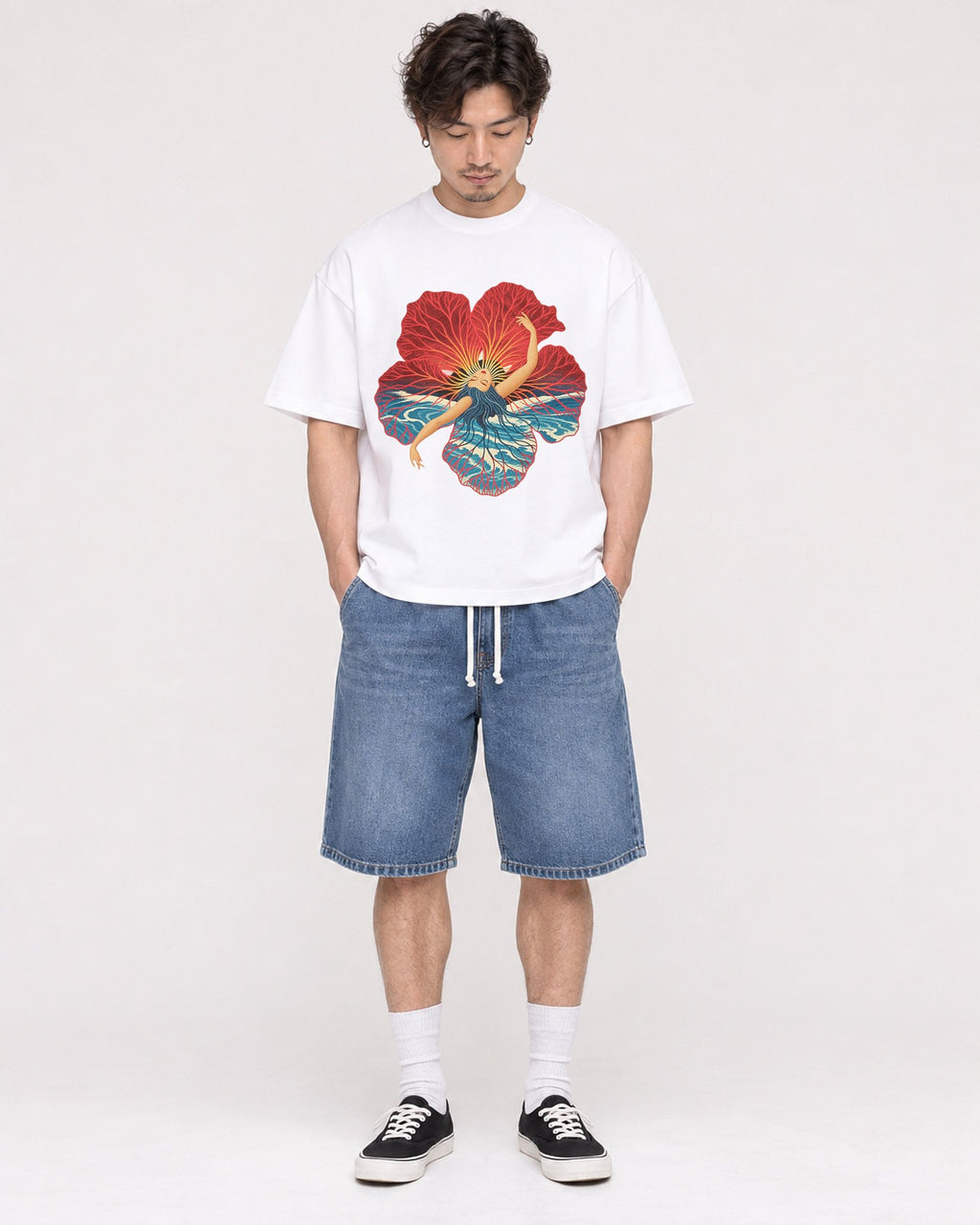 Mockup Boxy Heavyweight Tee White male full-body 03