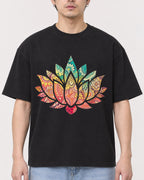 Mockup Boxy Heavyweight Tee Black male close-up 13