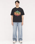 Mockup Boxy Heavyweight Tee Black male full-body 13