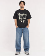 Mockup Boxy Heavyweight Tee Black male full-body 02