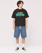Mockup Boxy Heavyweight Tee Black male full-body 03