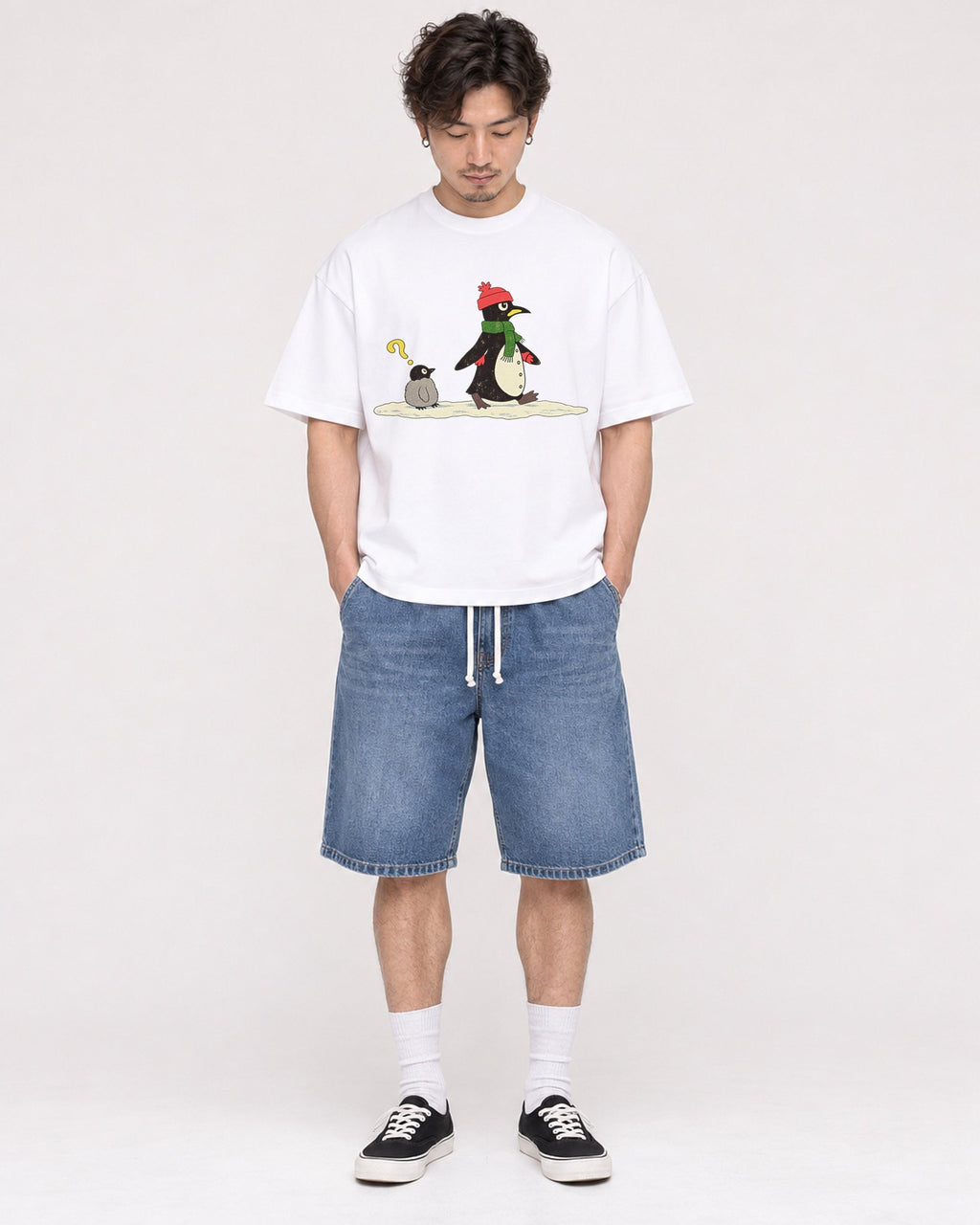 Mockup Boxy Heavyweight Tee White male full-body 03